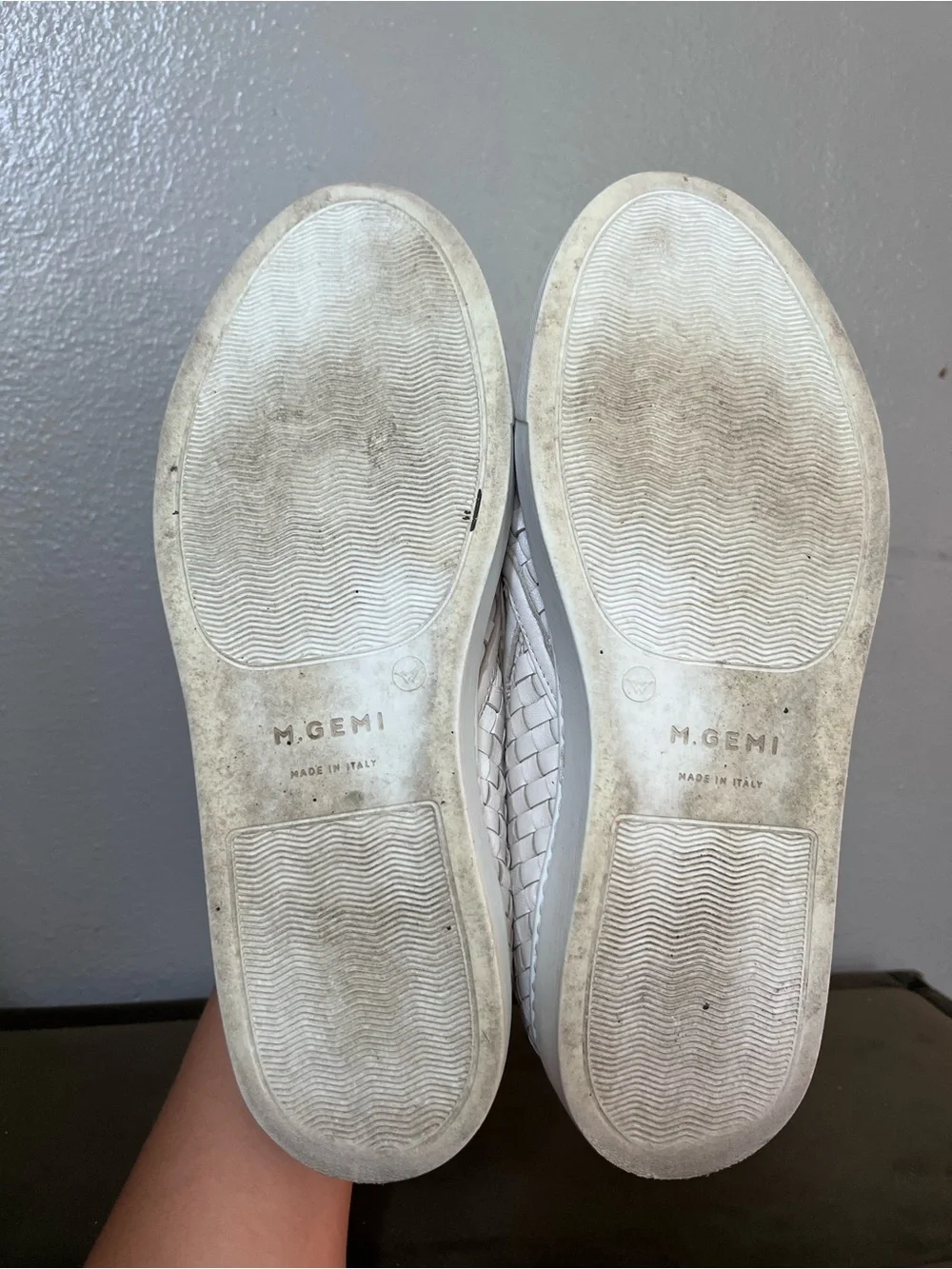 M. Gemi Woven Slip-On Sneakers in White